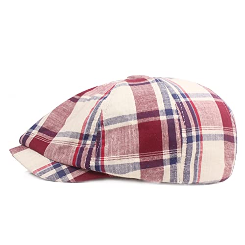 WJYHEA-New-Men-Newsboy-Caps-New-Plaid-Beret-Classic-Retro-Newsboy-Hats-Men-Women-Berets-Casual-Octogle-Cap-Color-Red-Cap-Hat-Size-56CM-to-60CM
