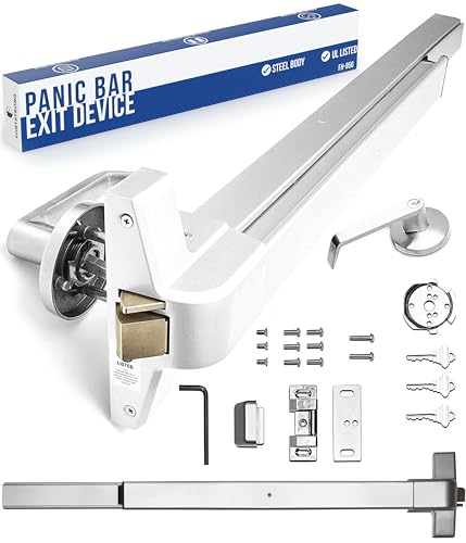 FORTSTRONG 31" Commercial Push Bar Panic Exit Device (Silver) - Panic Bars for Exit Doors with Door Handle - UL Listed Grade 1 ADA Emergency Exit Door Push Bar Certified - FS-950