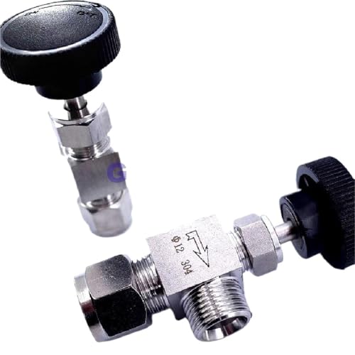 Válvula de aguja de 6mm en ángulo recto de acero inoxidable SS304 para regular caudal 3
