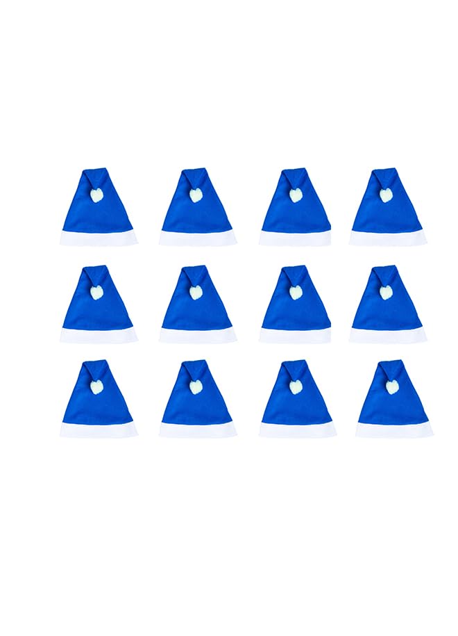DUCAVAL - Pack 12 gorros Papá Noel colores - Accesorios Navidad (Azul)