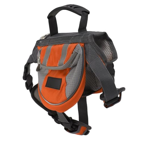 Mochila para Perros, Alforja con Arnés Ajustable, con Bolsillos Laterales Reflectantes de Seguridad, Chaleco para Perros, para Senderismo, Acampada, Viajes, Perros Medianos y