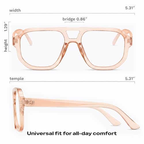 Image of livho Retro Aviator Blue Light Blocking Glasses for Women Men with Soft Case, Trendy Rectangle Computer Eyeglasses