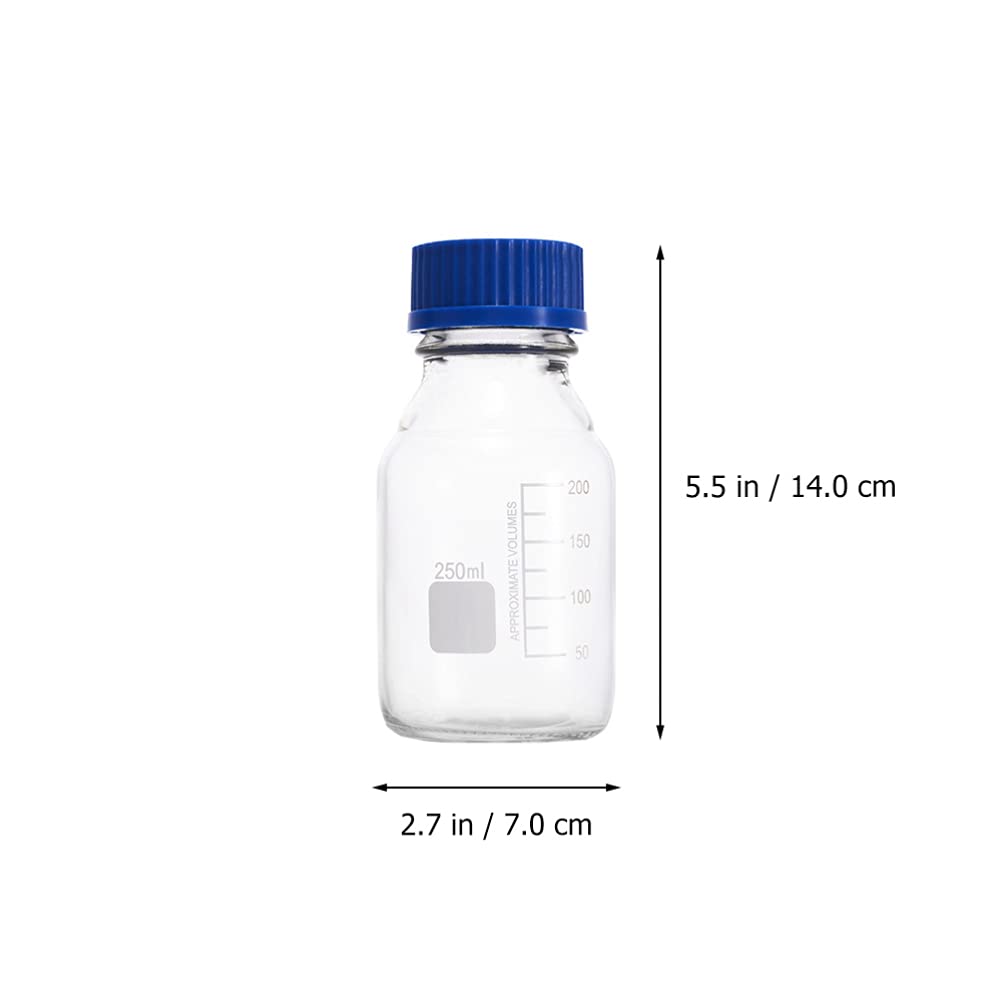 POPETPOP 4 Piezas Botella De Vidrio Botella Pequeña Vial De Muestra con Tapas Viales Transparentes De 250ml Vial De Reactivo De 250ml Botella De Muestreo Cubierta Azul