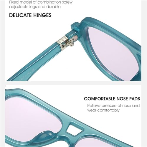willochra Retro Double Bridges Pilot Men Rivets Sunglasses Fashion Clear Gradient Shades UV400 Women Punk Sun Glasses4