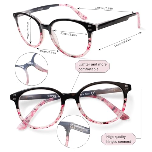 Image of SIGVAN 3 Pack Reading Glasses Spring Hinge Stylish Readers Black /Tortoise for Men and Women