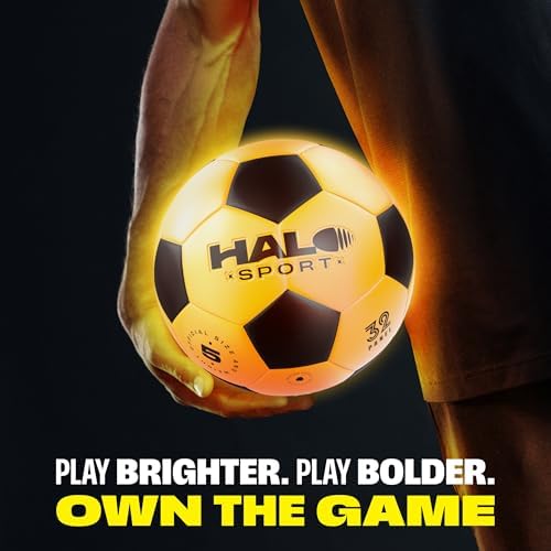 Halo Sport rechargeable light up soccer ball yellow glowing