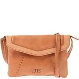  LECONI kleine Umhängetasche Damen-Tasche Clutch Crossbag Natur Mini Schultertasche Vintage-Look Ledertasche Frauen Handtasche aus Echt-Leder 21x16x3cm cognac LE3074-P