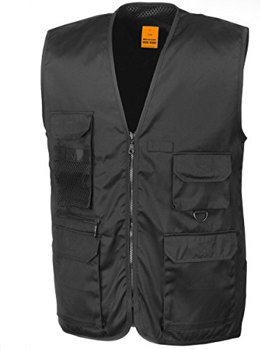 Chaleco safari Result Workguard marrón con múltiples bolsillos reforzados talla S