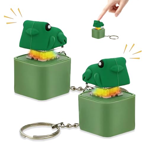 2 pcs Frog Fidget Keychain, Ribbiting Fidget Toy with Lights, Quackendes Frosch-Zappelspielzeug, Anti-Stress Frog for Anxiety & Nervousness, Focus Aid