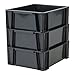Produktbild Iris Ohyama, 3er-Set stapelbare Aufbewahrungsboxen / Stapelboxen - STB-M - plastik, schwarz, 3 x 8 L, L27,5 x B35 x H12 cm