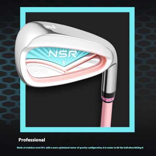 Mano Derecha Mujeres Golf Hierro 7 L Flex Grafito Eje 32 Loft Cabeza de Acero Inoxidable Smooth Swing Casual Al Aire Libre Deporte Práctica Club