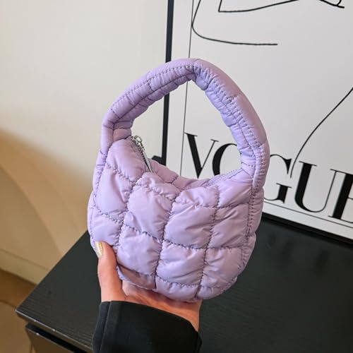 Image of Quilted MINI Handbag and Purses Women Puffer Nylon Hobo Cotton Padded Purse Work Travel Lightweight