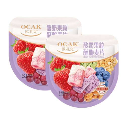 水果麦片 30g/袋 果物オートミール 多味 個別小包装 オートミール 栄養朝食 即席代食 ナッツスナック 朝食粥 中華グルメ 中国菓子 (30g*10袋, ヨーグルト果粒カリカリオートミール)