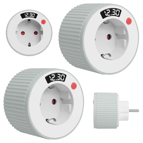 Lot de 2 Prise Minuteur, 72x72x90mm Minuteur Prise Electrique, Minuteries Mécaniques, Prise de Compte à Rebours Prise à économie D'énergie pour Électroménagers dans Le Bureau, L'éTude, La Cuisine