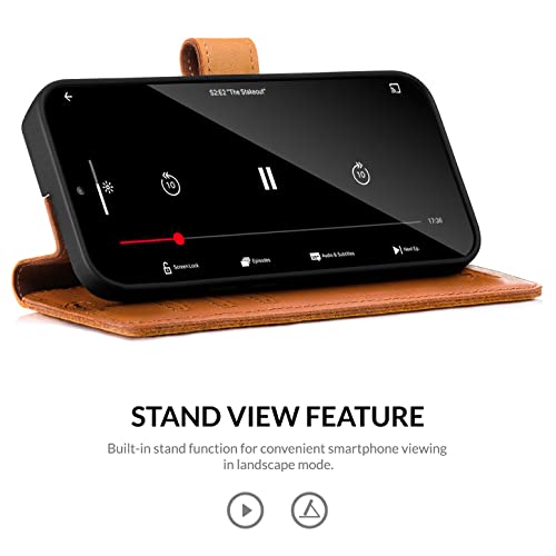 SURAZO Premium Handyhülle für Samsung Galaxy A54 Hülle Leder – Klappbare Echtleder Schutzhülle [Magnet, Kartenfach, RFID Schutz, Standfunktion] Flip Klapphülle Wallet Case Cover Lederhülle (Camel)