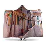 Multicolor Wearable Throw Blanket Alba Town Italy Street Wearable Blanket Throw Wrap Poncho for Women Adult 40' H x 50' W Old Street