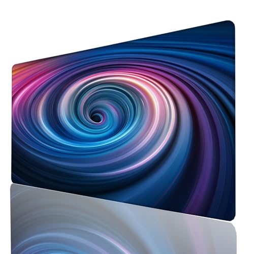 Alfombrilla Ratón XXL 140x60x0.3cm Remolino Alfombrilla Escritorio Grande, Mousepad Abstracto con Bordes Cosidos, Desk Pad Impermeable para Oficio Mesa Gaming Protector Escritorio, Regalo GYL-9300