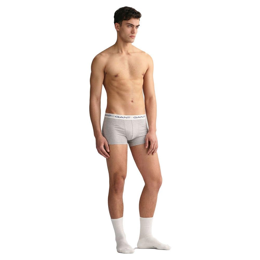 Gant Men's Grey Melange Trunks Pack Of 3, Grey Mixed, Xl