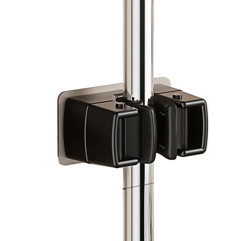 Supporto da parete per scope, 10 pezzi, supporto autoadesivo per mocio, organizer per spazzole, scope, mocio, gancio per bagno (nero)