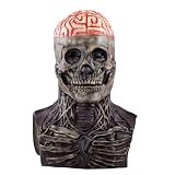 Lofytain Realistic Creepy Halloween Full Head Skull Mask with Movable Jaw, Comfortable Fit (White)