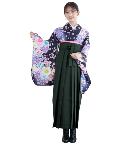 [KYOETSU] [キョウエツ] 袴 セット 卒業式 大学生 レディース 華やかA (1.藍紫の花絢爛, 袴 M)