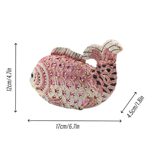 Image of Women Mini Fish Clutch Luxury Rhinestones Purse Sparkling Banquet Handbag Wedding Party Clutch Bag