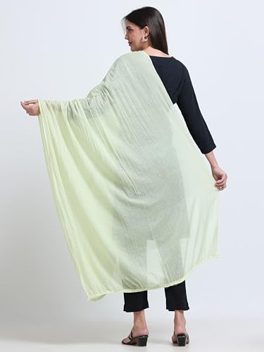 Image of Miraan Solid Pure Cotton Dupatta with Pom Pom Border, 2.25 meters length (DUPCOTTON)