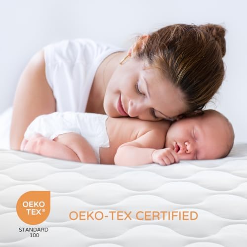 Yoofoss Waterproof Crib Mattress Protector 2 Pack, Quilted Crib Mattress Pad Cover Ultra Soft and Breathable, Machine Washable Toddler Mattress Protector for Standard Baby Crib Size 52''x28'' - 2