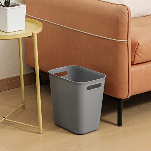 Image of Plastic Small Bathroom Trash Can Wastebasket, 3.5 Gallon, Grey, 3 Pack | Compact Sturdy Garbage Can for Bathroom, Laundry Room, Kitchen, Office, Kids Room, Dorm, Durable, Easy to Clean