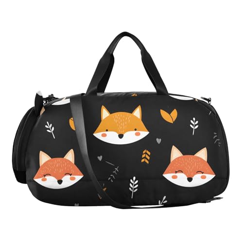 Kids Sports Duffel Bag for Boys & Girls - Cute Fox Arrows Leaves 100% Polyester Gym Bag with Separate Shoe Compartment, Adjustable Shoulder Strap, Compact Travel & Workout Gear Bag2