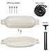 Sailortenx Boat Fenders 4 Pack 4.5x16'' Inflatable Ribbed Marine Boat Fender Lines 6.5' Needles Pump for Boat Bumpers Fender for Docking Fenders White…