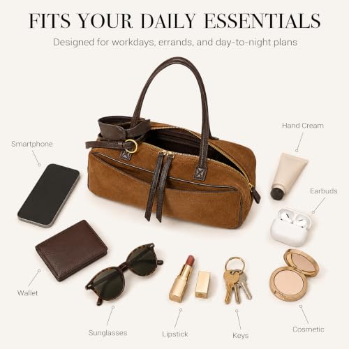 Womens Suede Leather East West Bag