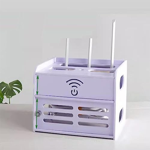Cajas de almacenamiento, Estantes organizadores de escritorio con regleta y organizador de cables(24x19x19cm)
