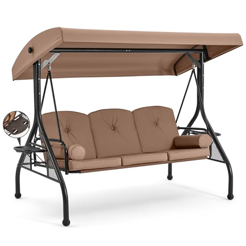 HOMREST 3-Seat Outdoor Porch Swing with Canopy