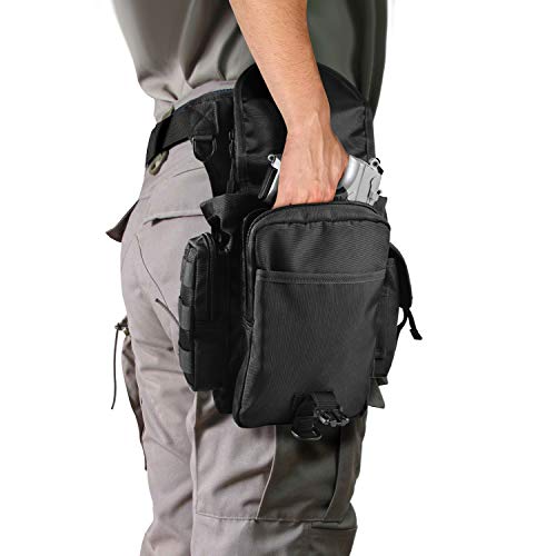 Larkoo Tactical Drop Leg Bag With Pistol Holster - Leg Panel Thigh Leg Waist Bag Fanny Pack Multipurpose Carry Concealed Gun Ammo Pouch For Handgun Shooting Range Sport #TOP2