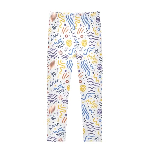 senya Girls Printed Leggings Yoga Pants Stripes Vortices Pattern for Kids in 4t to 10 Years, 4T