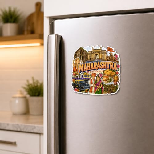 Image of Zesta Wooden Fridge Magnets Set | Refrigerator Decor Magnets for Kitchen | India Souvenir Fridge Magnet Collection | Wooden Magnet for Fridge Door Decoration (Maharashtra)
