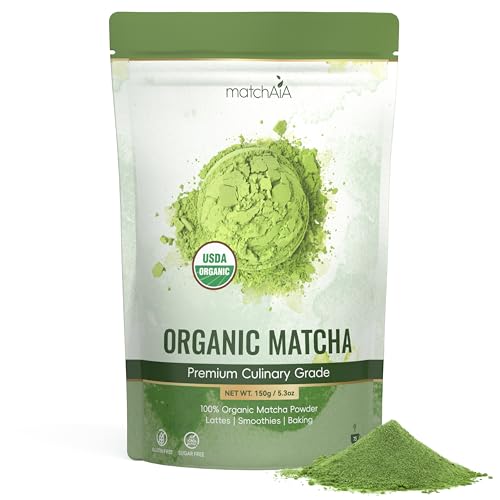 MatchAiA Organic Matcha Powder, Premium Culinary Grade, 150g/5.3oz Pouch