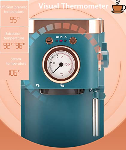 Macchine Da Caffè Monodose Design Retrò Macchina Da Caffè in Grani a Tazza Con Termometro Visivo Bacchetta Schiumogena… - immagine 4