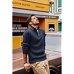 PJ PAUL JONES Mens Quarter Zip Pullover Sweaters Casual Slim Fit Knit Texture Sweater - Image 2