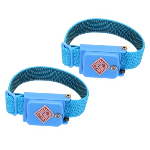 Image of MECCANIXITY 2pcs Anti Static Wrist Strap, ESD Antistatic Bracelet Adjustable Cordless with Spare Bracelet for Computer Electronics Repair Blue