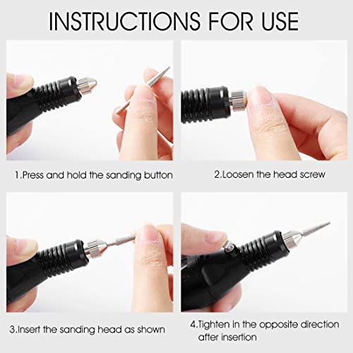 HANNEA® Mini Electric Nail Drill Art Manicure File, Portable Manicure Pen Sander Polisher for Exfoliating, Grinding, Polishing, Remove Nail Polish (EU Plug, Black) - Image 5