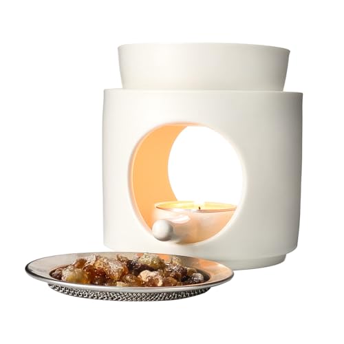 Yeerockal Räucherstövchen Duftlampe 2 in 1 mit Seib and Schale für Aromatherapie und Dekoration (Weiß)