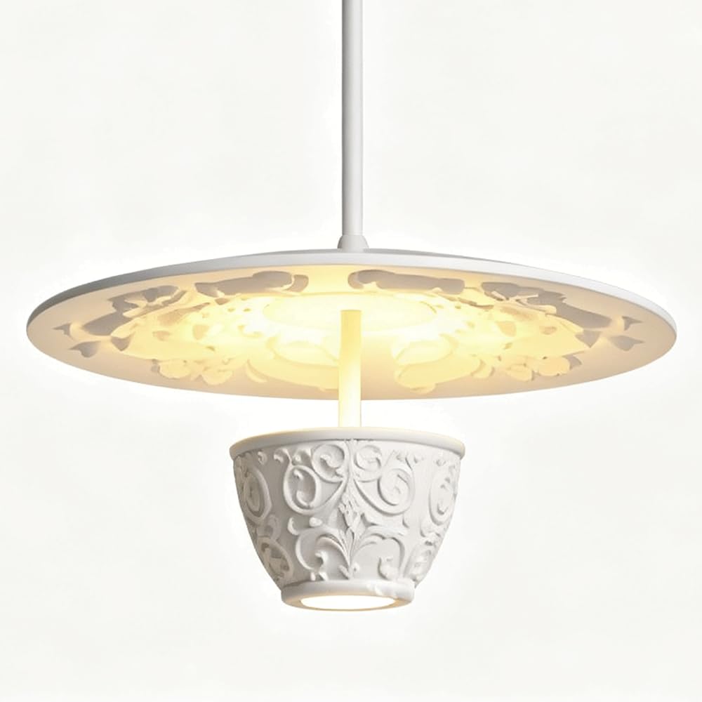 ESIYUVO Resin Lighting Fixture Retro French Handmade Pendant Light Floral Relief Chandelier Height Adjustment Hanging Lamp for Kitchen Living Room Hallway Dining Room Bar Dining Room Hallway Bedside