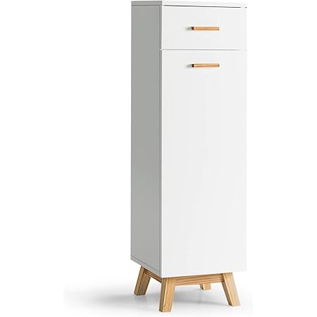 Armoire De Rangement Blanche Avec Tiroir Et Portes - 80x30x95 Cm, 3 étagères Réglables, Meuble Salon Chambre Bureau