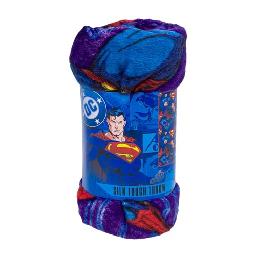 Northwest DC Superman Silk Touch Throw Blanket Purple 40 x 50 Inches Polyester
