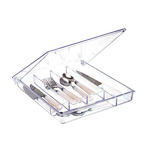 Keita Porta Talher Organizador de Talheres Multiuso Com Tampa Transparente