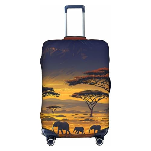 Stretch Luggage Cover for Travel, African Savanna Sunset Print Luggage Case Cover, Easy Find Suitcase Protector
