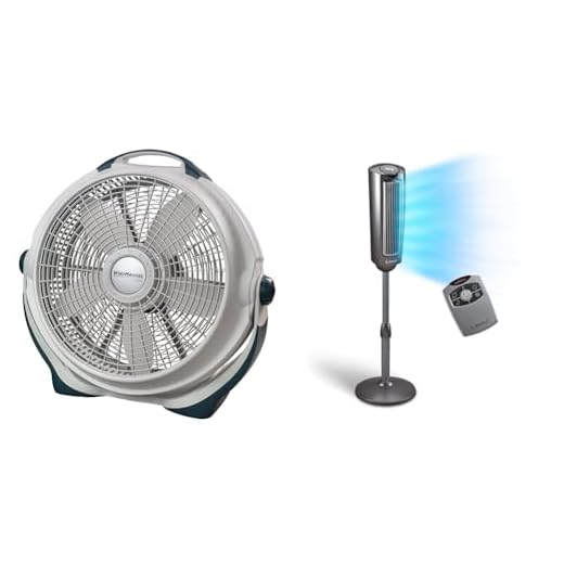 Lasko Wind Machine 20" 3300 Floor Fan and 52" 2535 Oscillating Pedestal Fan with Remote Control and Adjustable Heights