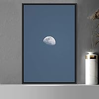 Framed Canvas Wall Art Moon Astronomy & Space Bedroom Colorful Contemporary Moon Multicolor Photography - 16x24 inches